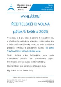 Vyhlášení ředitelského volna